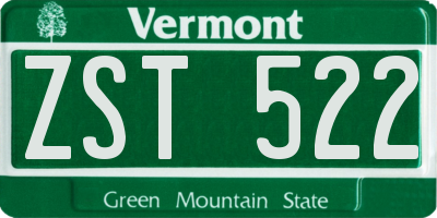 VT license plate ZST522
