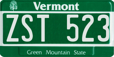 VT license plate ZST523