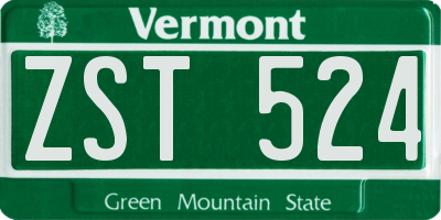 VT license plate ZST524