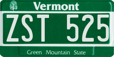 VT license plate ZST525