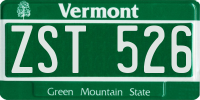 VT license plate ZST526