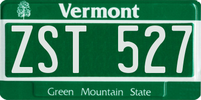 VT license plate ZST527