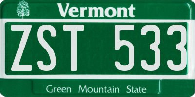 VT license plate ZST533