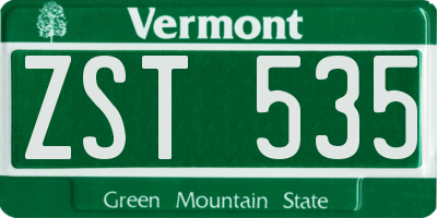 VT license plate ZST535