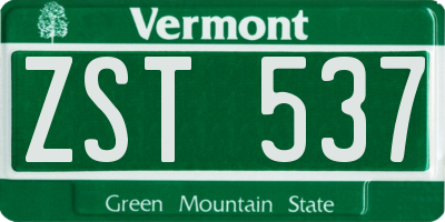 VT license plate ZST537
