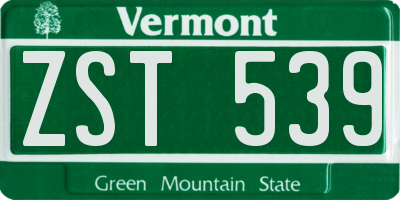 VT license plate ZST539