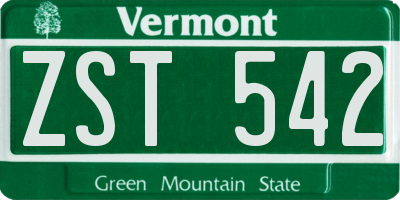 VT license plate ZST542