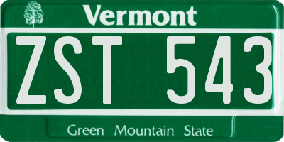 VT license plate ZST543