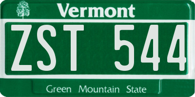 VT license plate ZST544