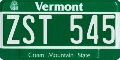 VT license plate ZST545