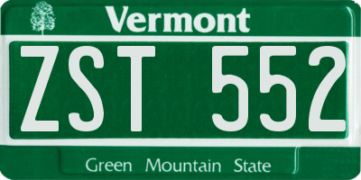 VT license plate ZST552