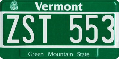 VT license plate ZST553