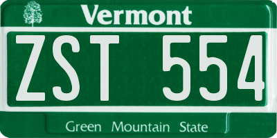 VT license plate ZST554