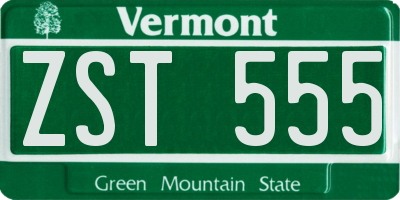 VT license plate ZST555