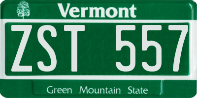 VT license plate ZST557