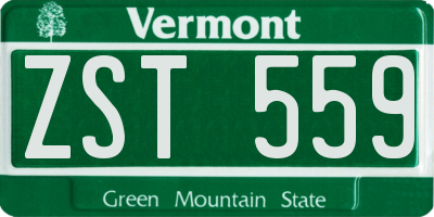 VT license plate ZST559