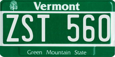 VT license plate ZST560