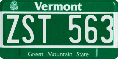VT license plate ZST563