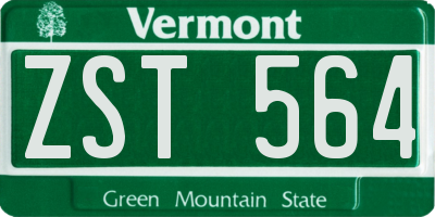 VT license plate ZST564