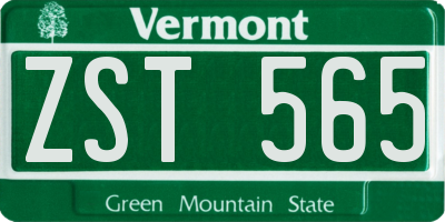 VT license plate ZST565
