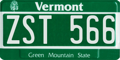VT license plate ZST566