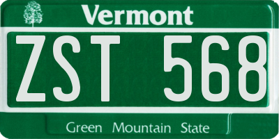 VT license plate ZST568