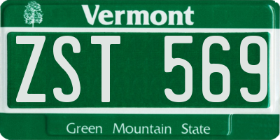 VT license plate ZST569