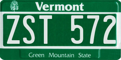 VT license plate ZST572