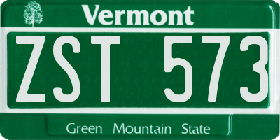 VT license plate ZST573