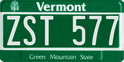 VT license plate ZST577