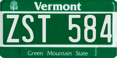 VT license plate ZST584