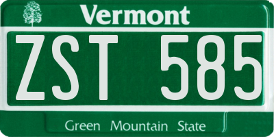 VT license plate ZST585