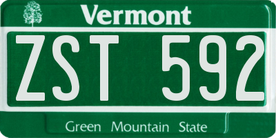 VT license plate ZST592