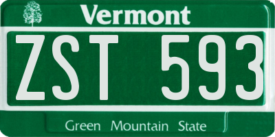 VT license plate ZST593