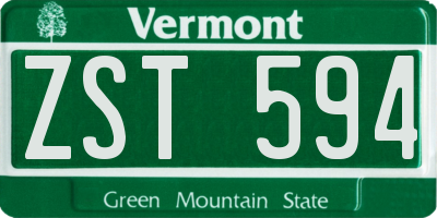 VT license plate ZST594
