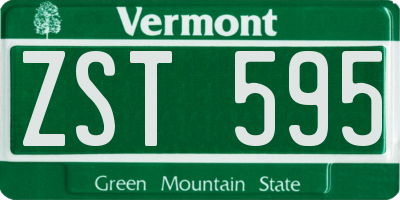 VT license plate ZST595
