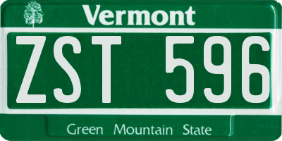 VT license plate ZST596