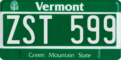 VT license plate ZST599