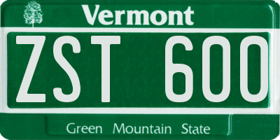 VT license plate ZST600