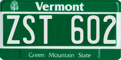VT license plate ZST602
