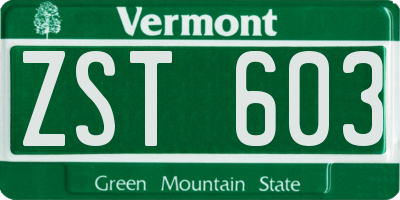 VT license plate ZST603