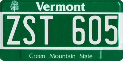 VT license plate ZST605