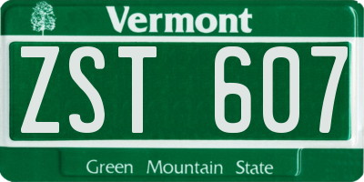 VT license plate ZST607