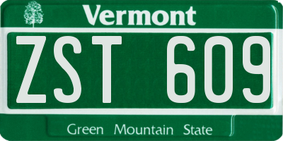 VT license plate ZST609