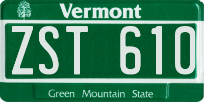 VT license plate ZST610