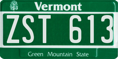 VT license plate ZST613
