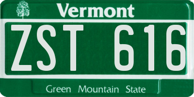 VT license plate ZST616