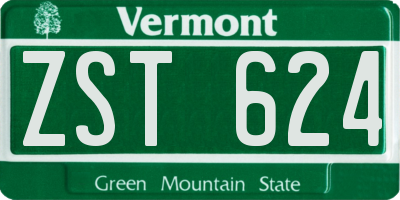 VT license plate ZST624