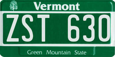 VT license plate ZST630
