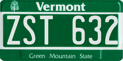 VT license plate ZST632